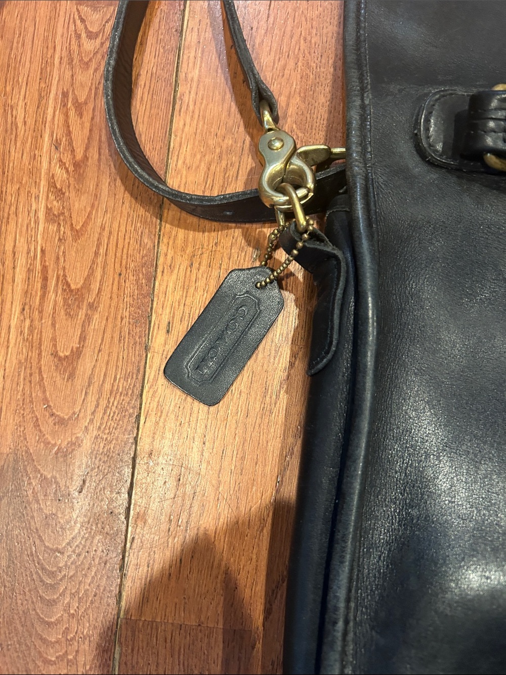 Vintage Coach Station Bag Black Leather Crossbody Messenger Bag - Picture 7 of 14